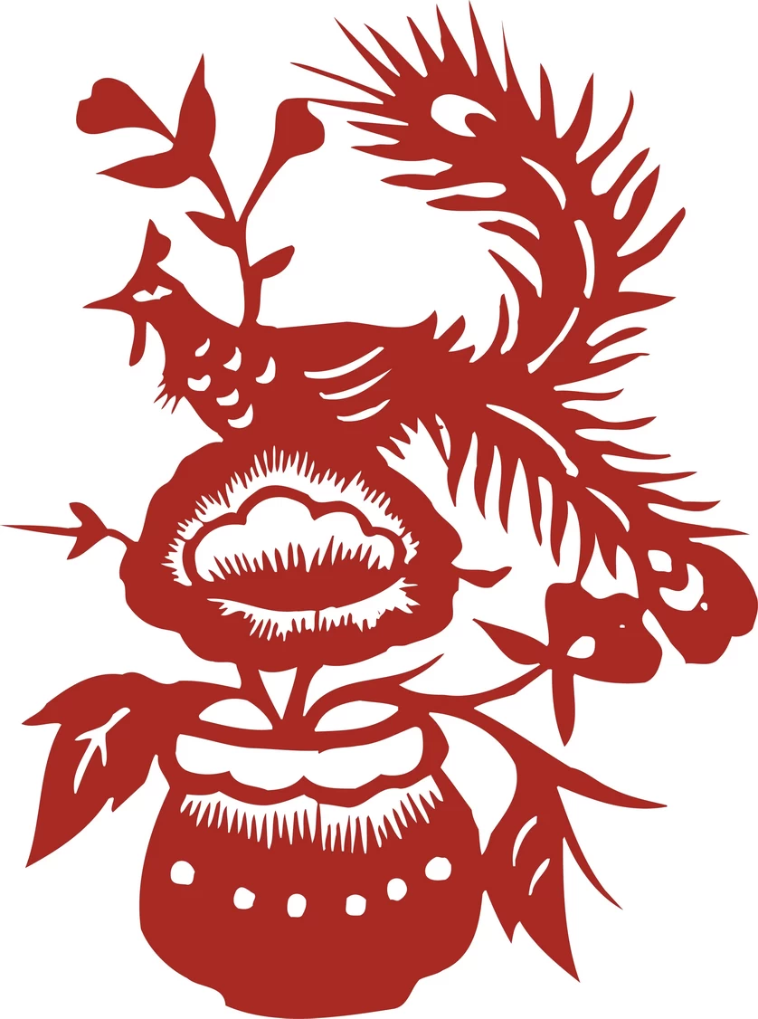 中国风中式传统喜庆民俗人物动物窗花剪纸插画边框AI矢量PNG素材【1082】